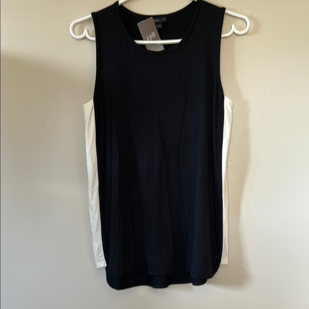 J-Jill black & cream sleeveless pullover rayon top rounded neck size xs NWT